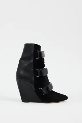 Black Leather & Hair Scarlet Wedge Boot