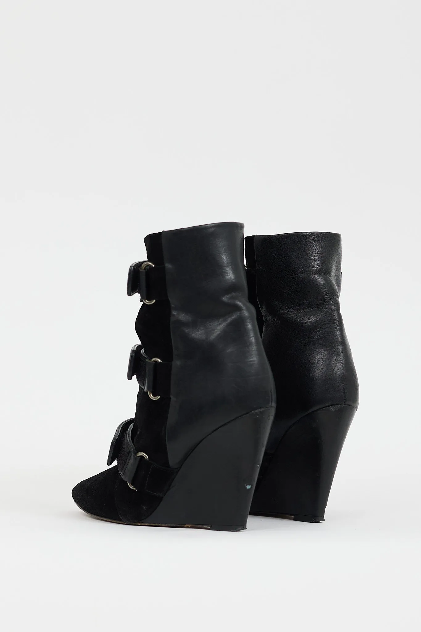 Black Leather & Hair Scarlet Wedge Boot