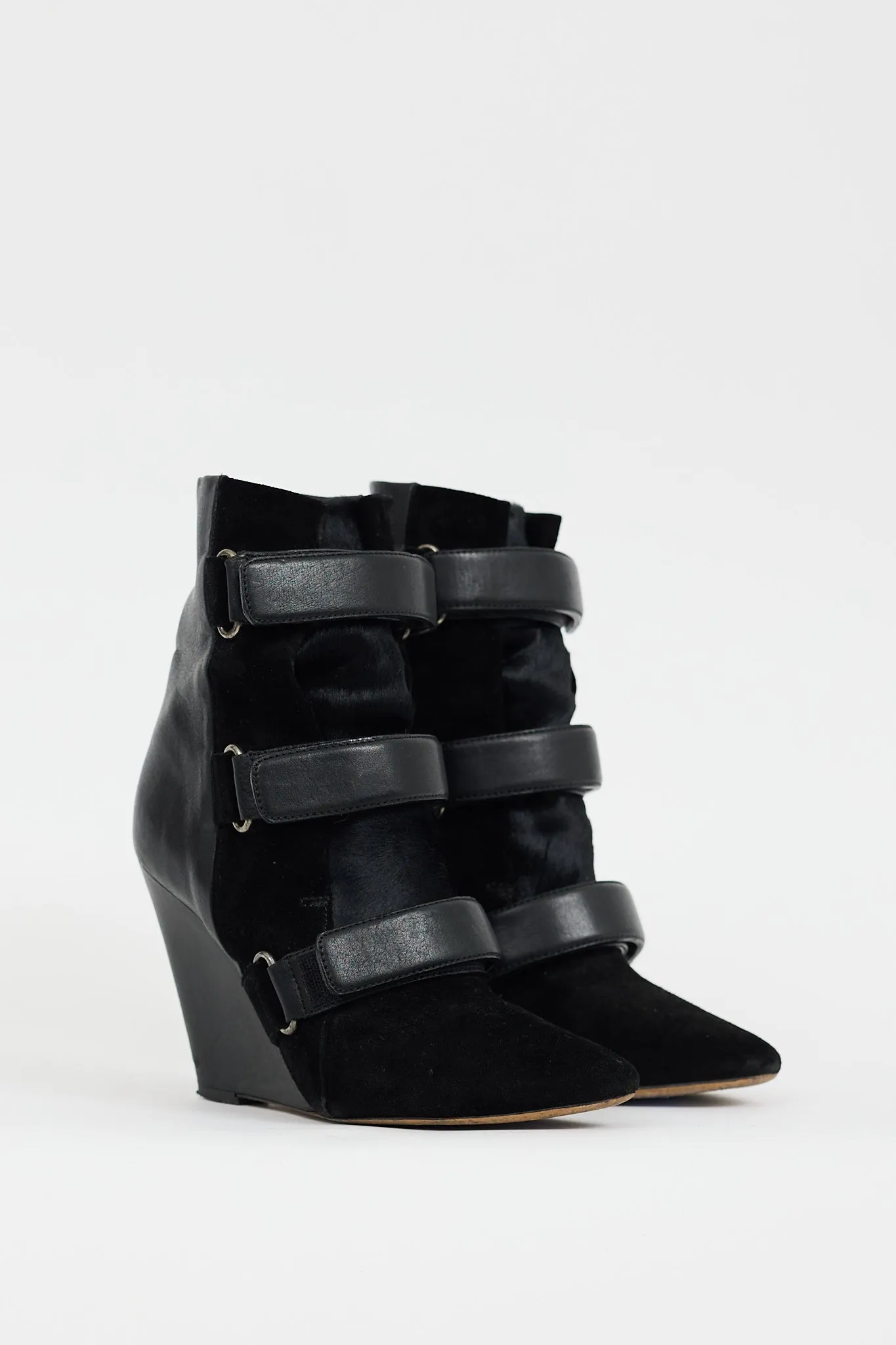 Black Leather & Hair Scarlet Wedge Boot