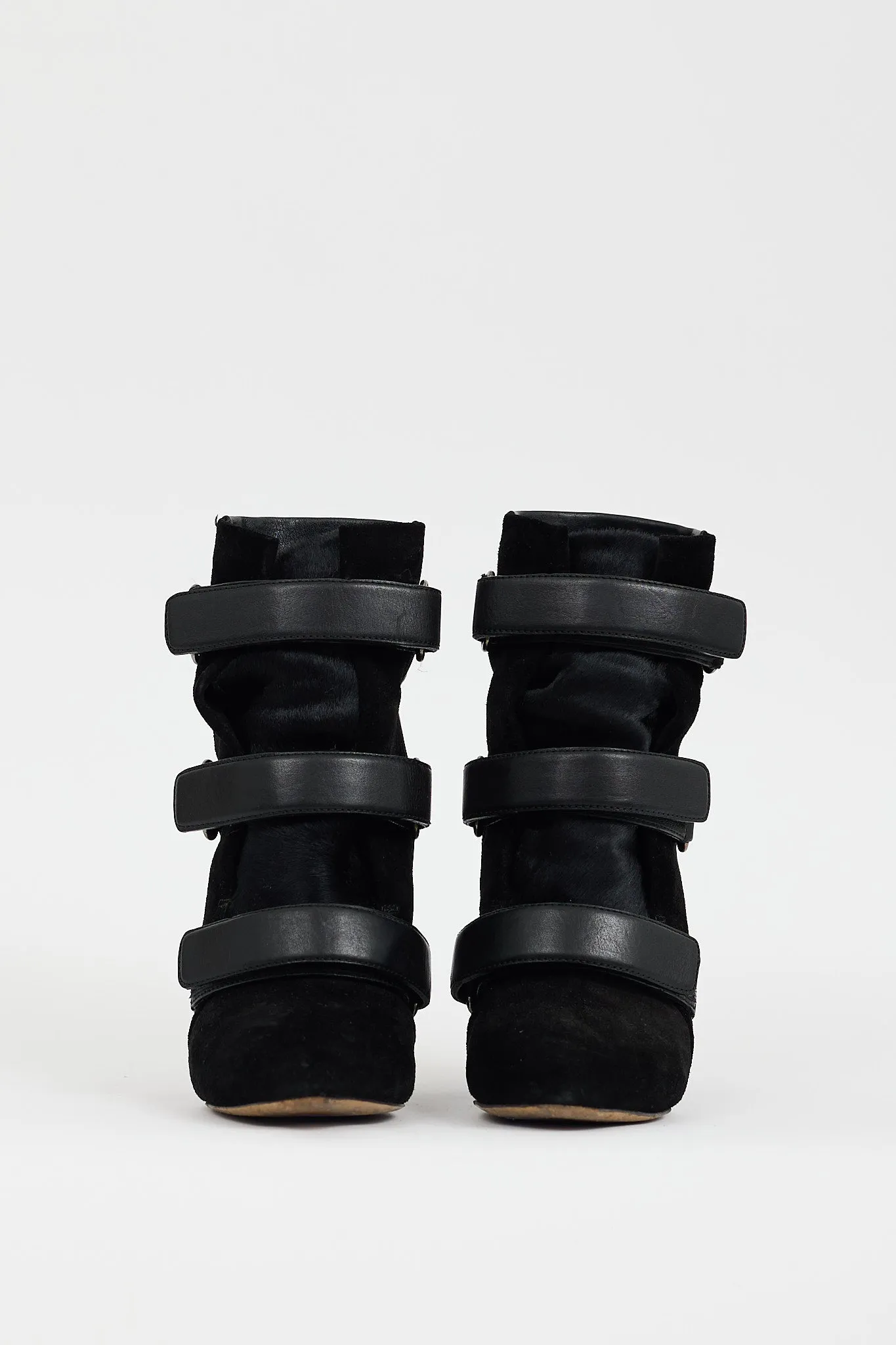 Black Leather & Hair Scarlet Wedge Boot