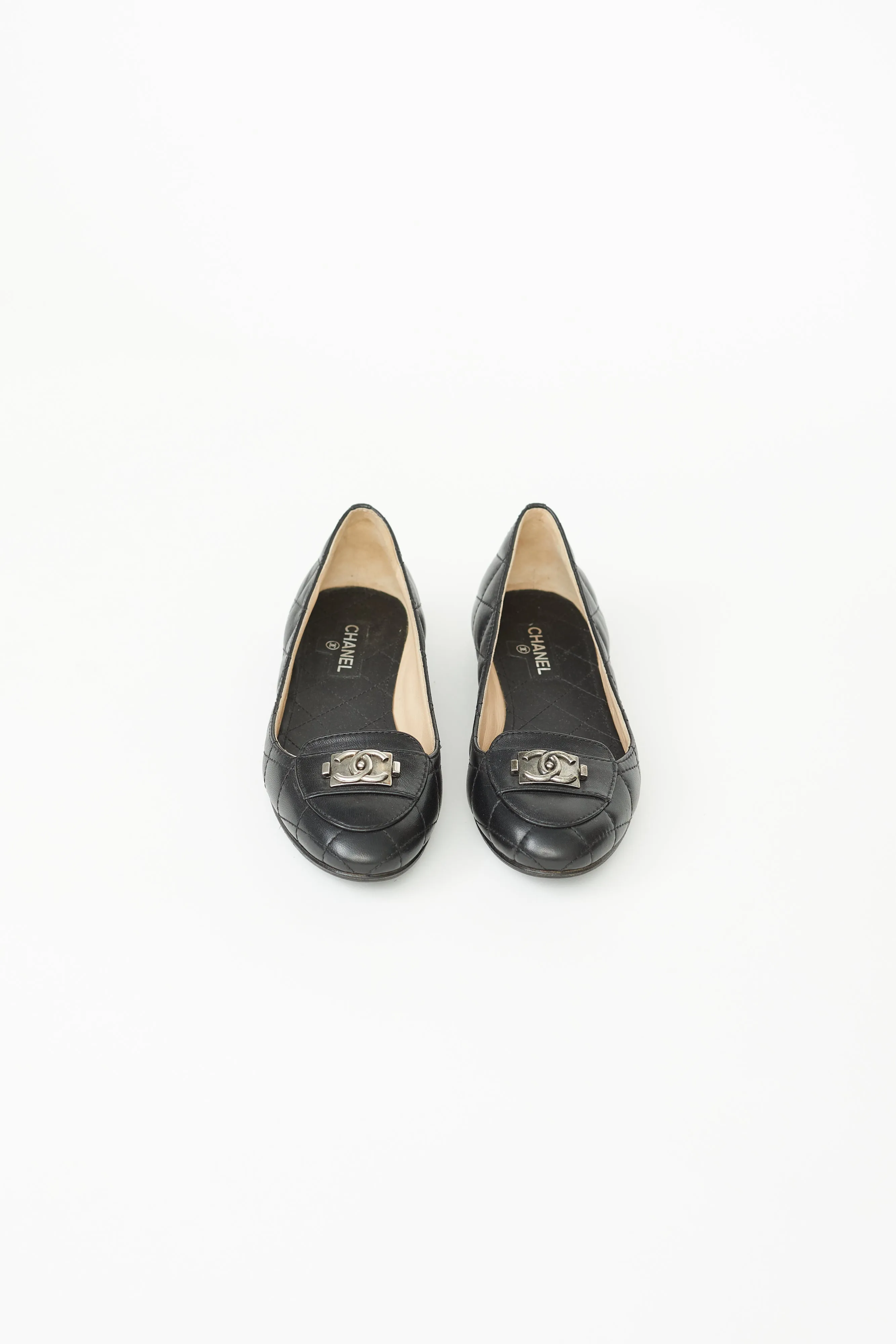 Black Leather Ballerina Flat