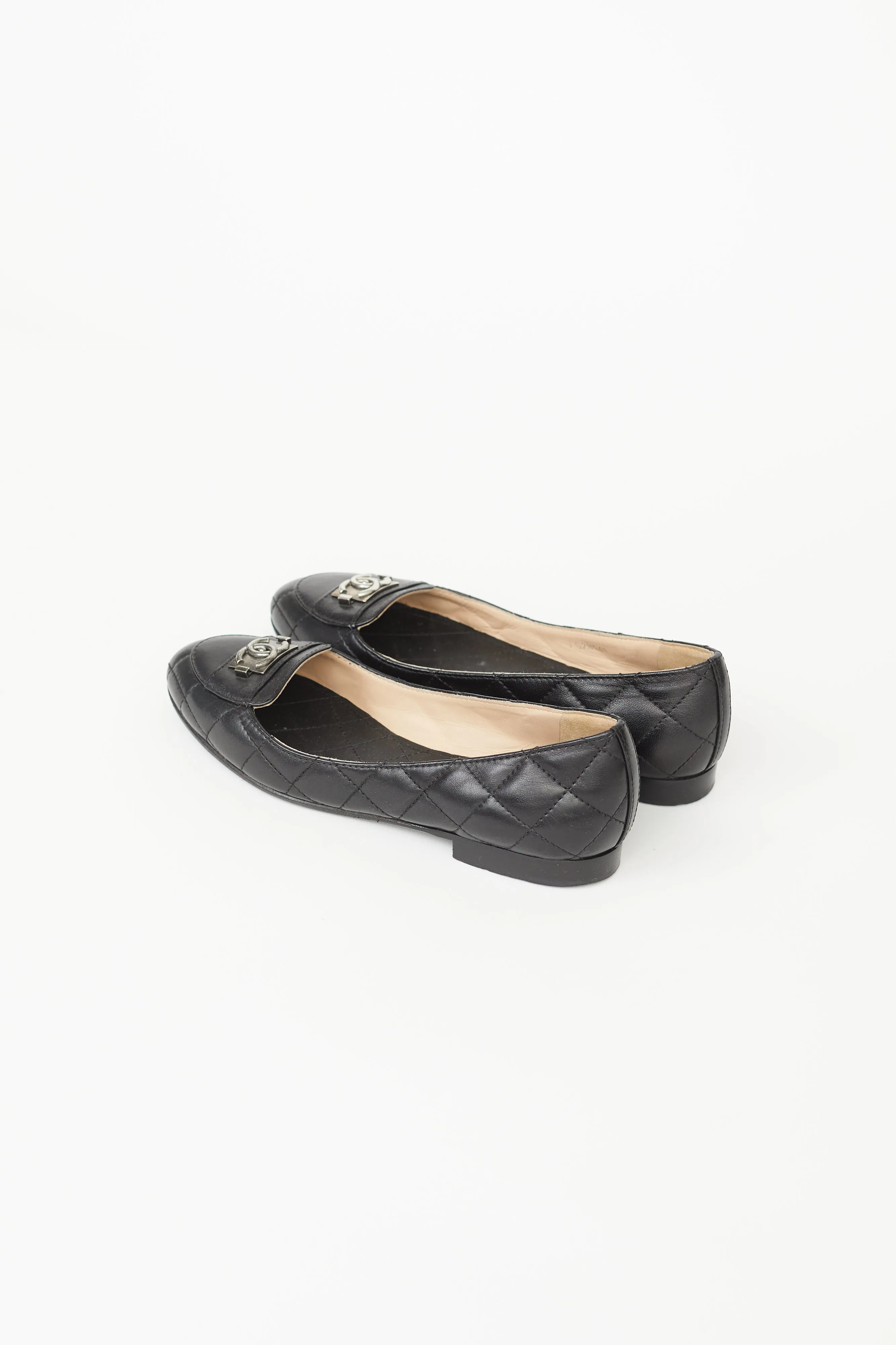 Black Leather Ballerina Flat