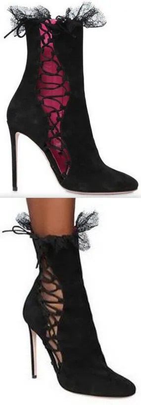 Black Sophie Suede Ankle Boots