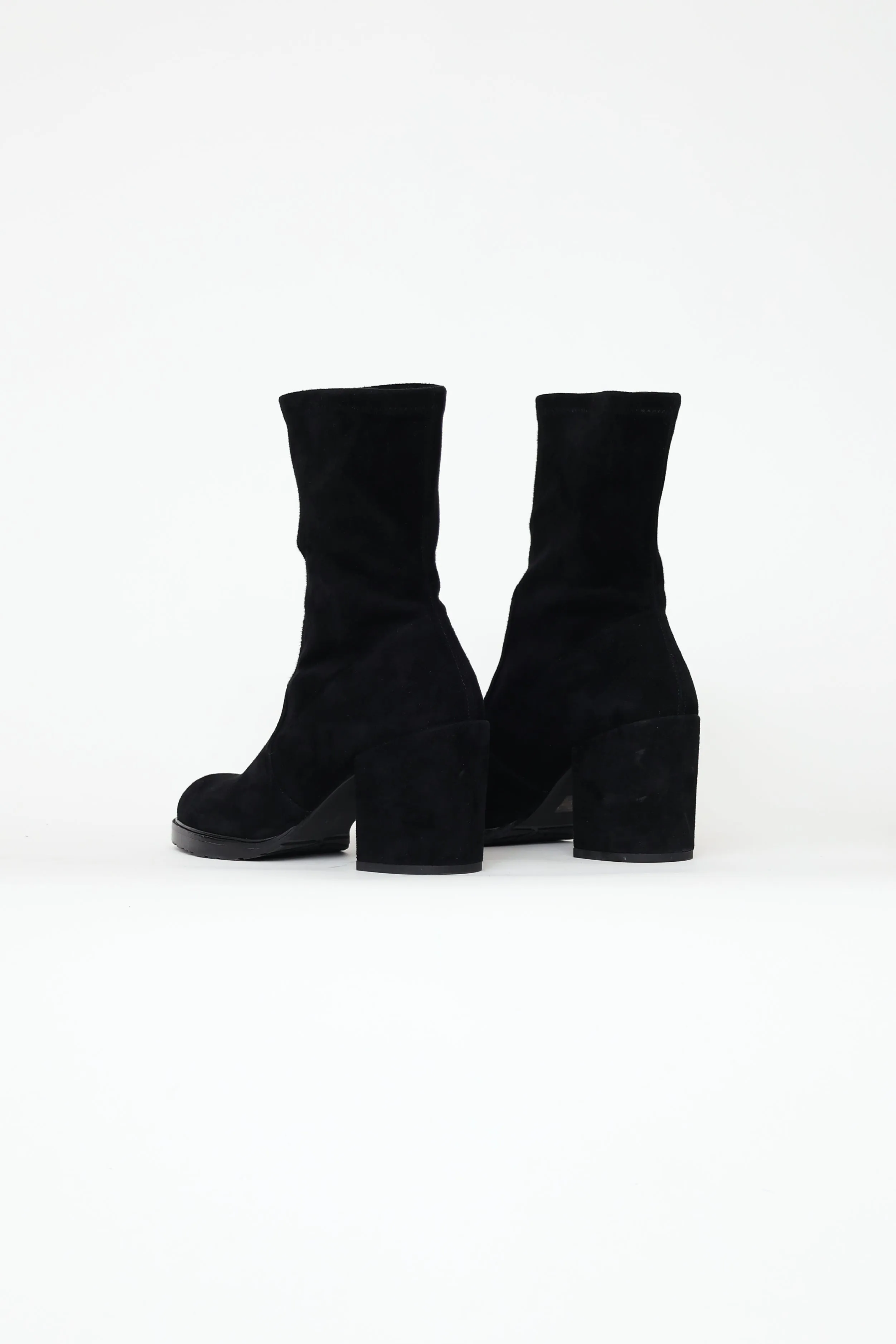 Black Suede Block Heel Boots