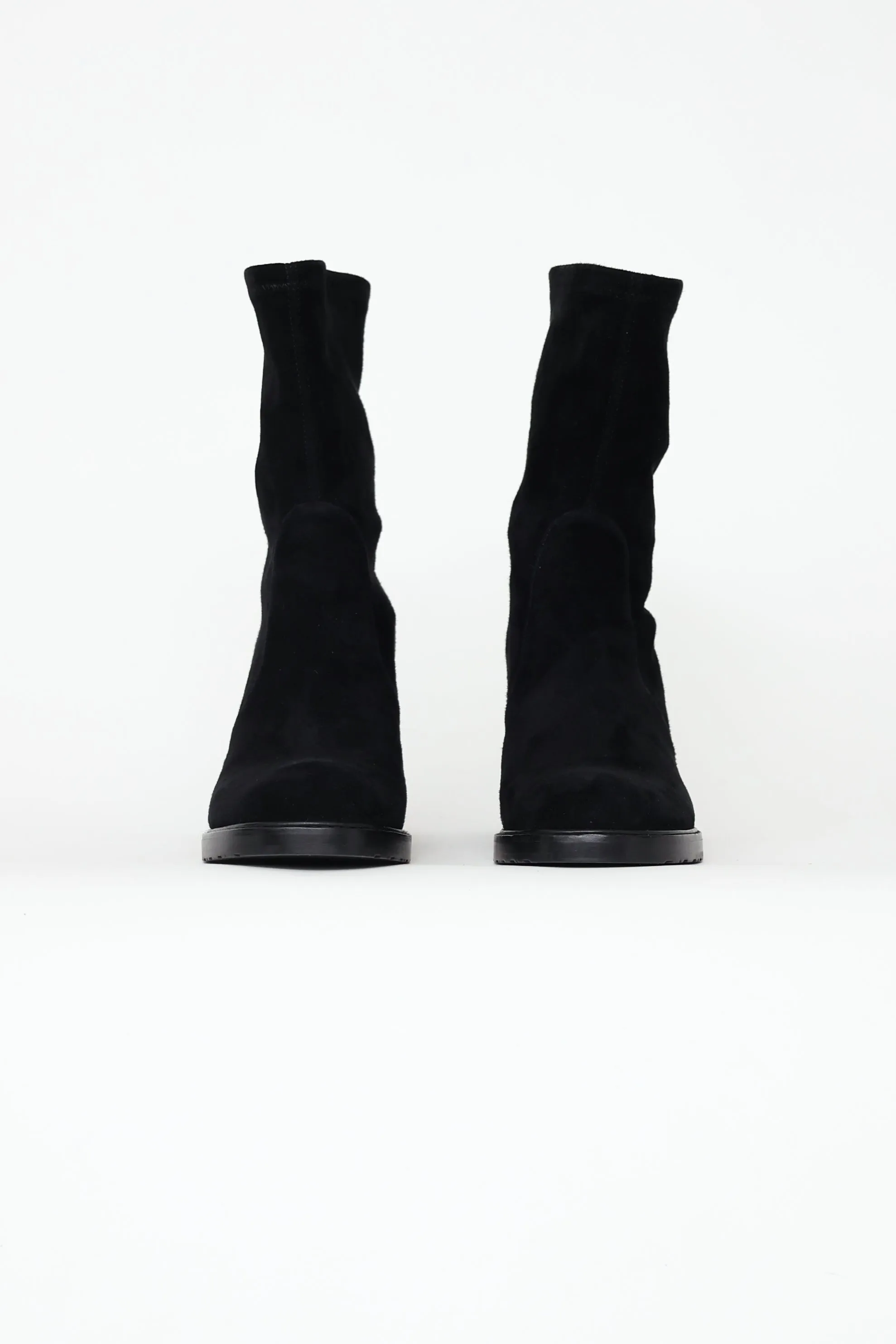 Black Suede Block Heel Boots