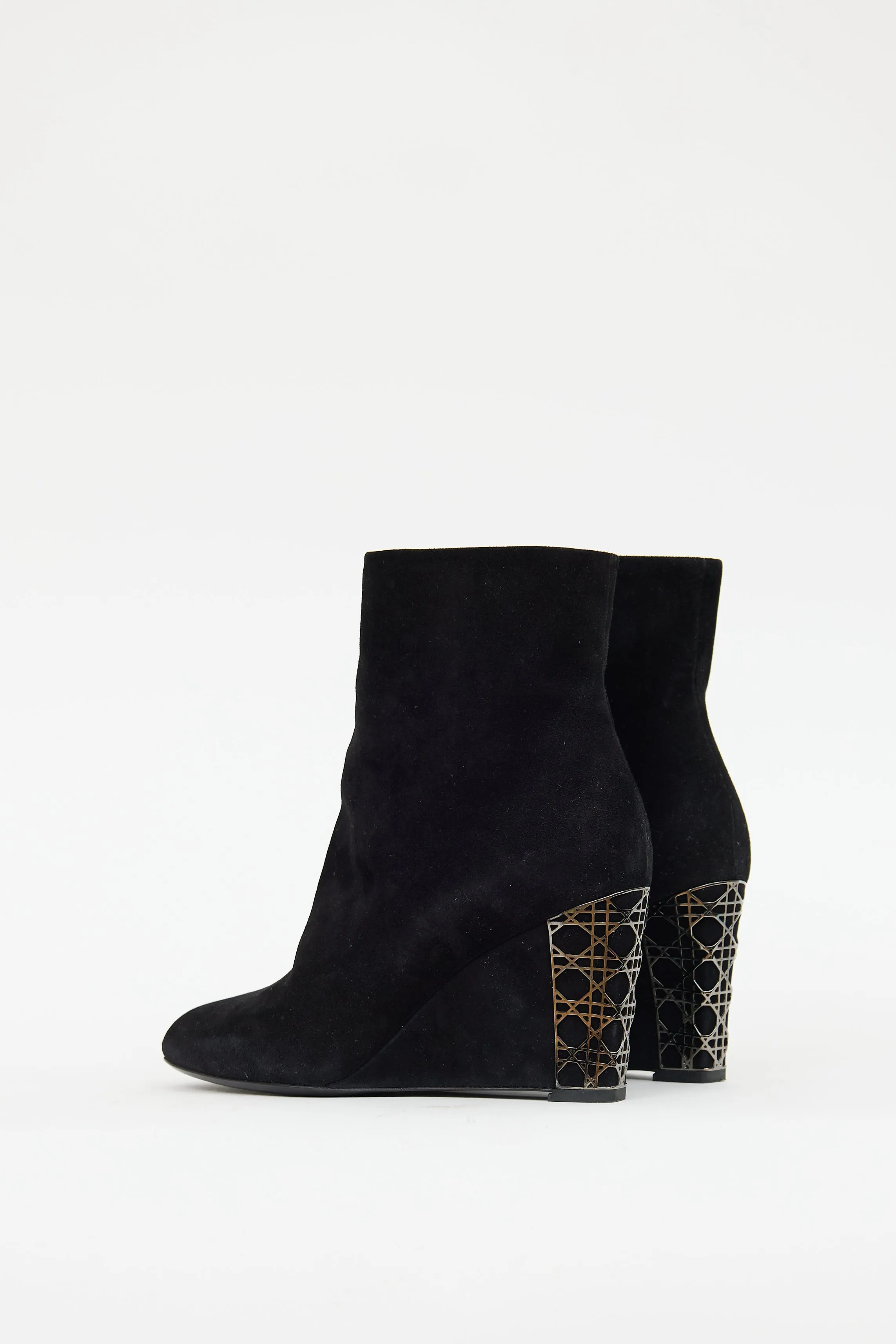 Black Suede Cannage Day Wedge Boot