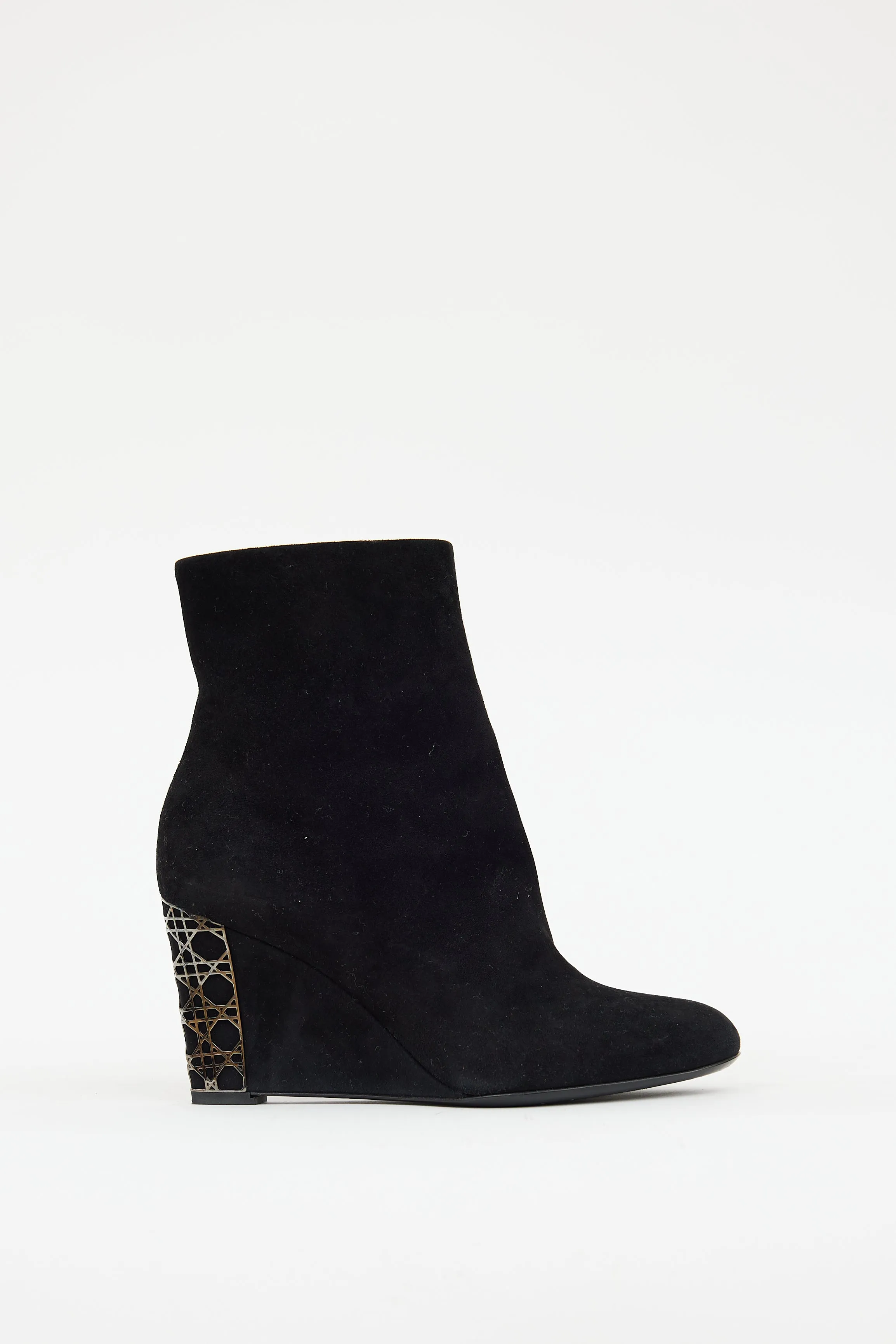 Black Suede Cannage Day Wedge Boot