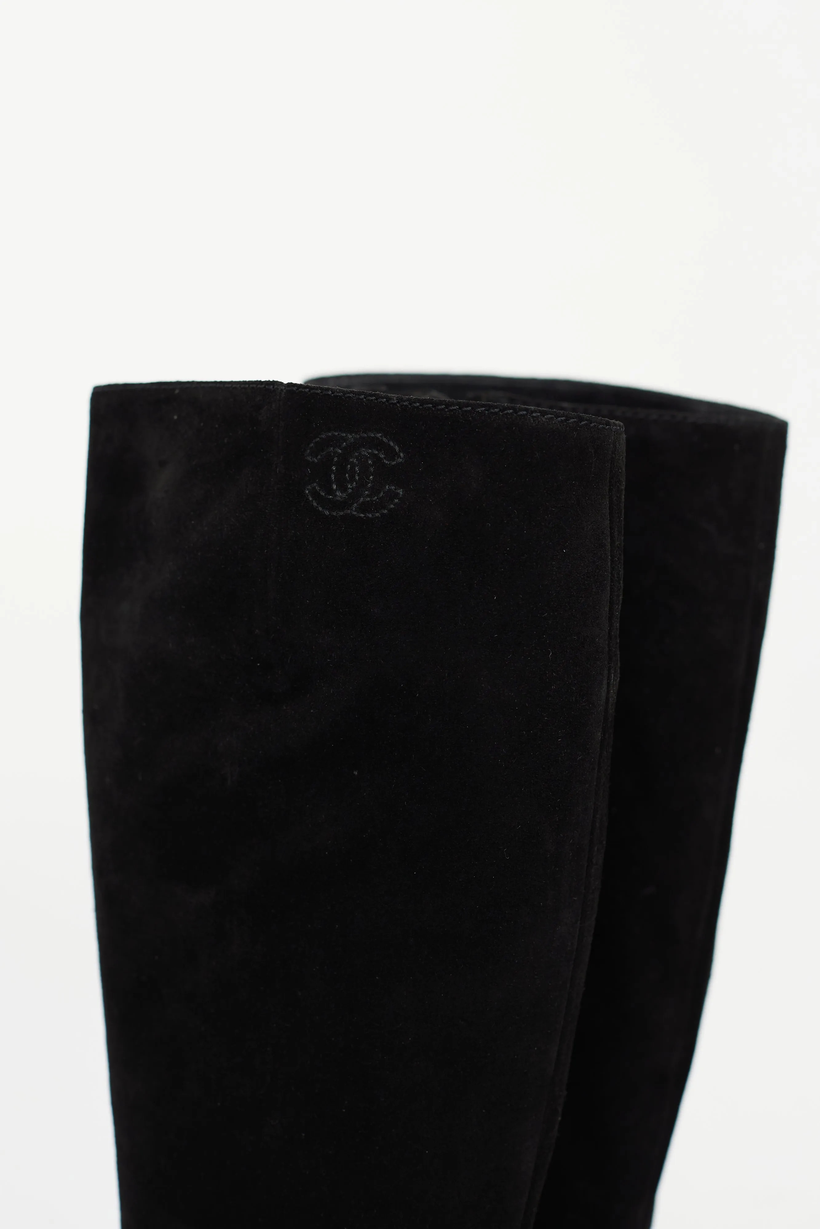 Black Suede Platform CC Embroidered Boot