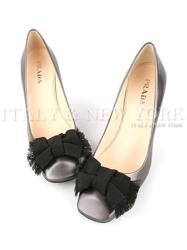 Bow Decoration Pumps Purple Pearl Grey