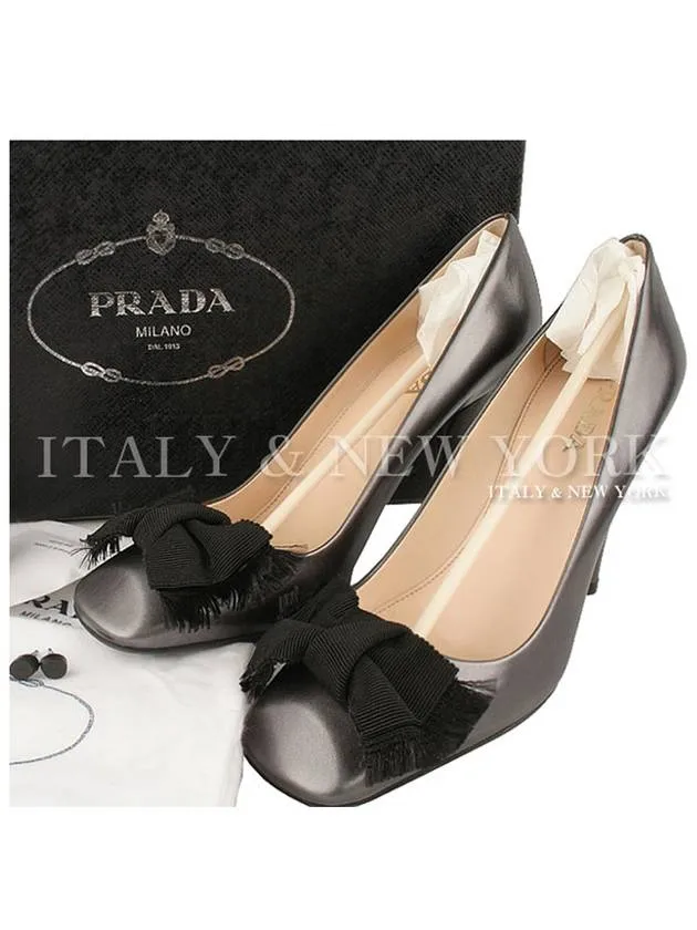 Bow Decoration Pumps Purple Pearl Grey