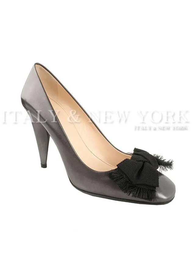 Bow Decoration Pumps Purple Pearl Grey