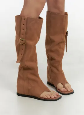 Buckle Suede Sandal Boots OU404