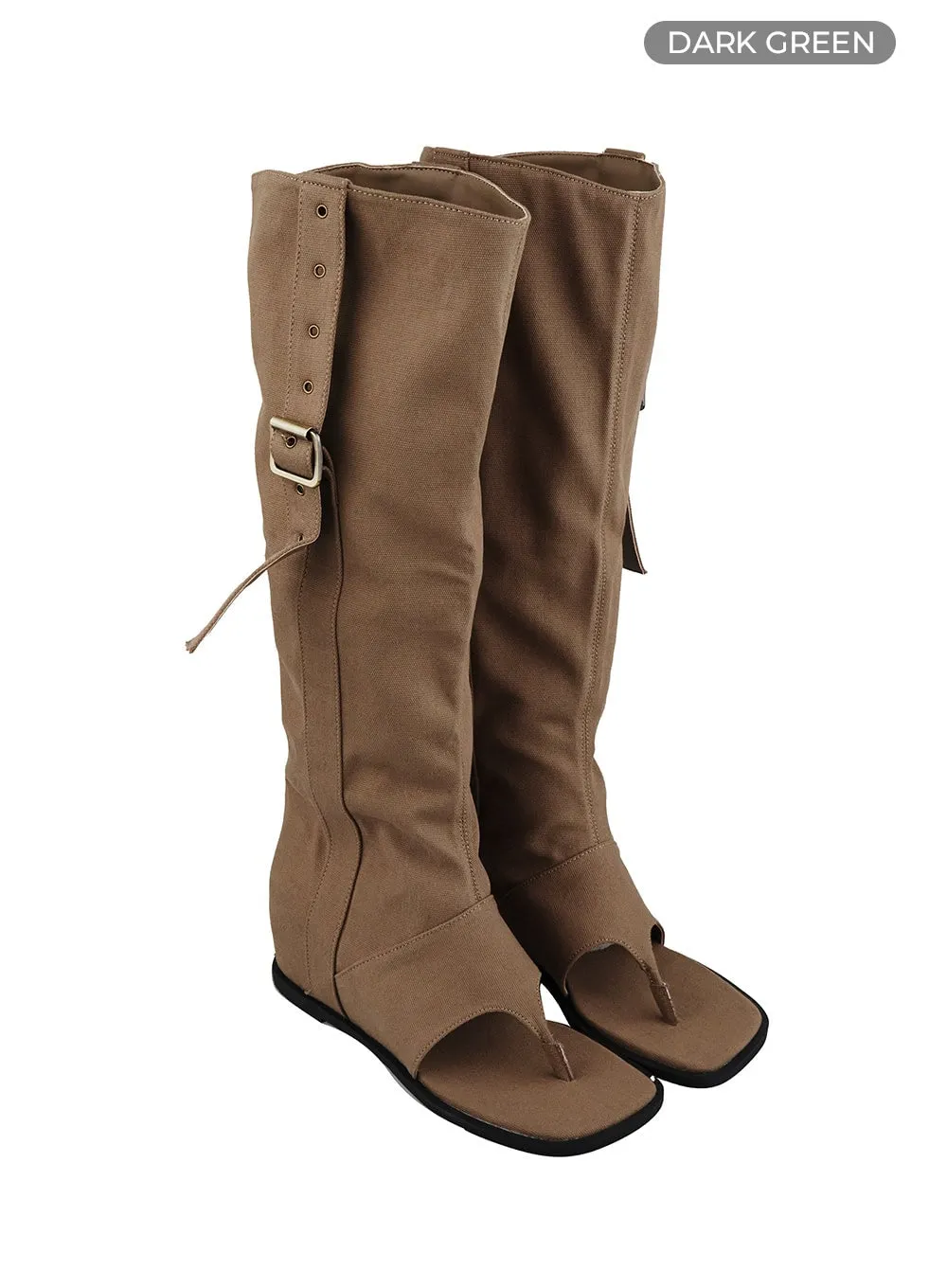 Buckle Suede Sandal Boots OU404