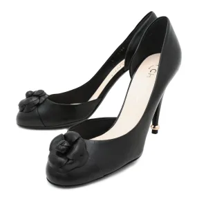 Chanel Black Camellia Half D'orsay Pumps 42