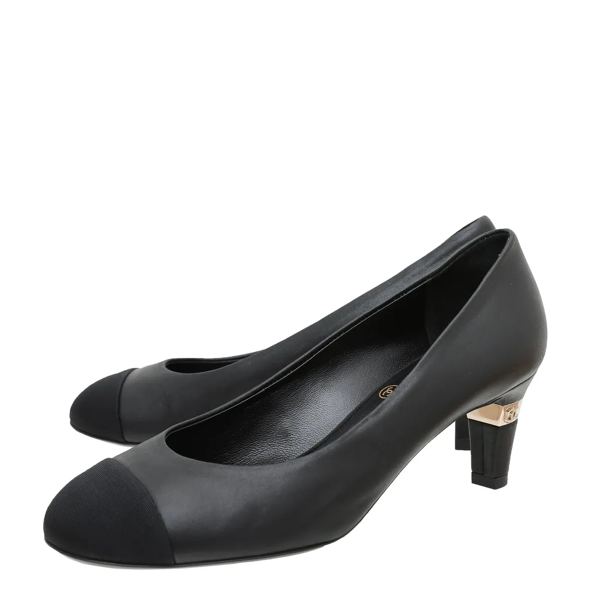 Chanel Black Grosgrain Round Toe Pumps 36.5