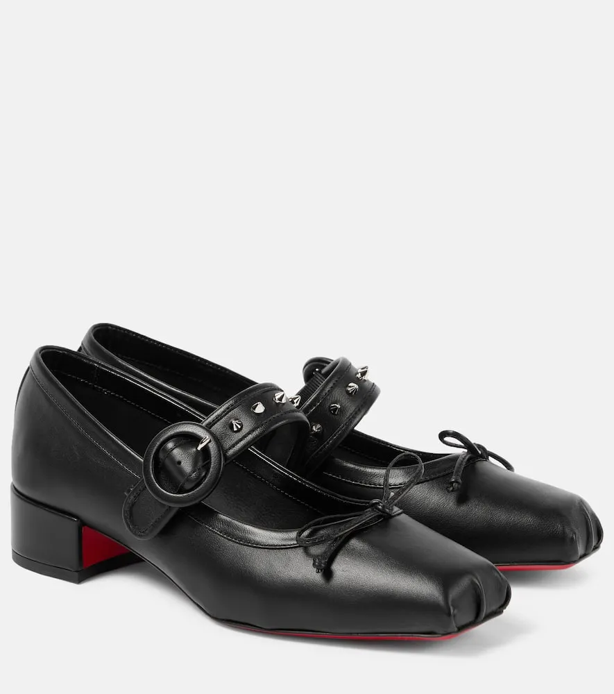 Christian Louboutin Mamastrapita Spikes leather Mary Jane flats