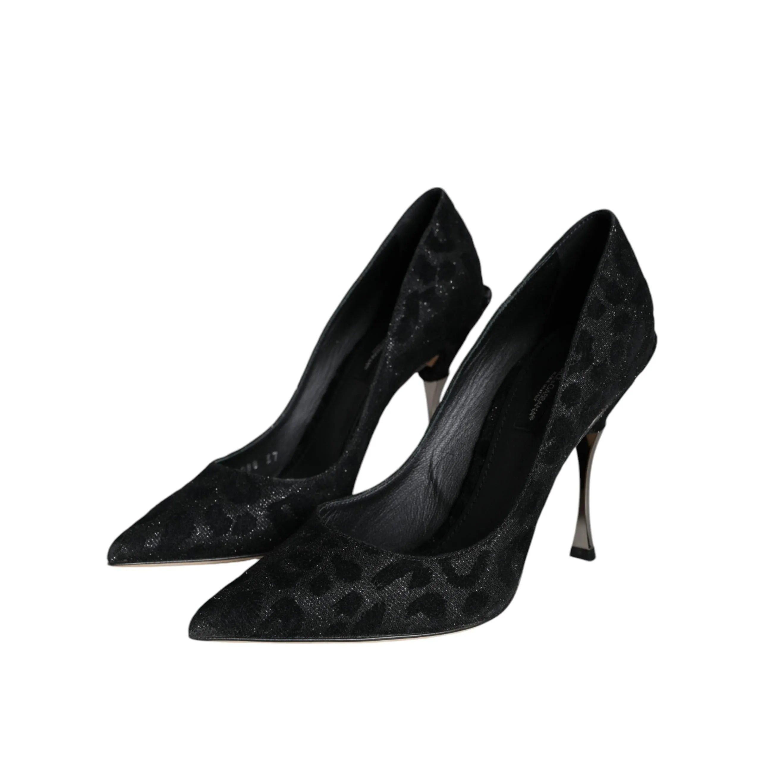 Dolce & Gabbana Black Leopard Lurex High Heels Pumps Shoes