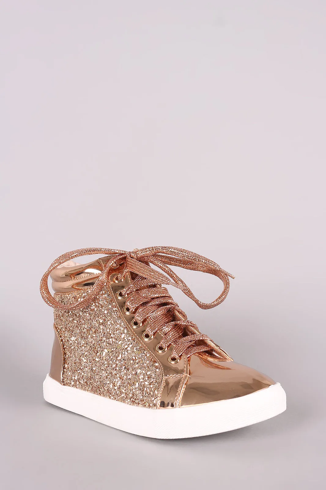 Encrusted-Glitter Lace Up High Top Sneaker