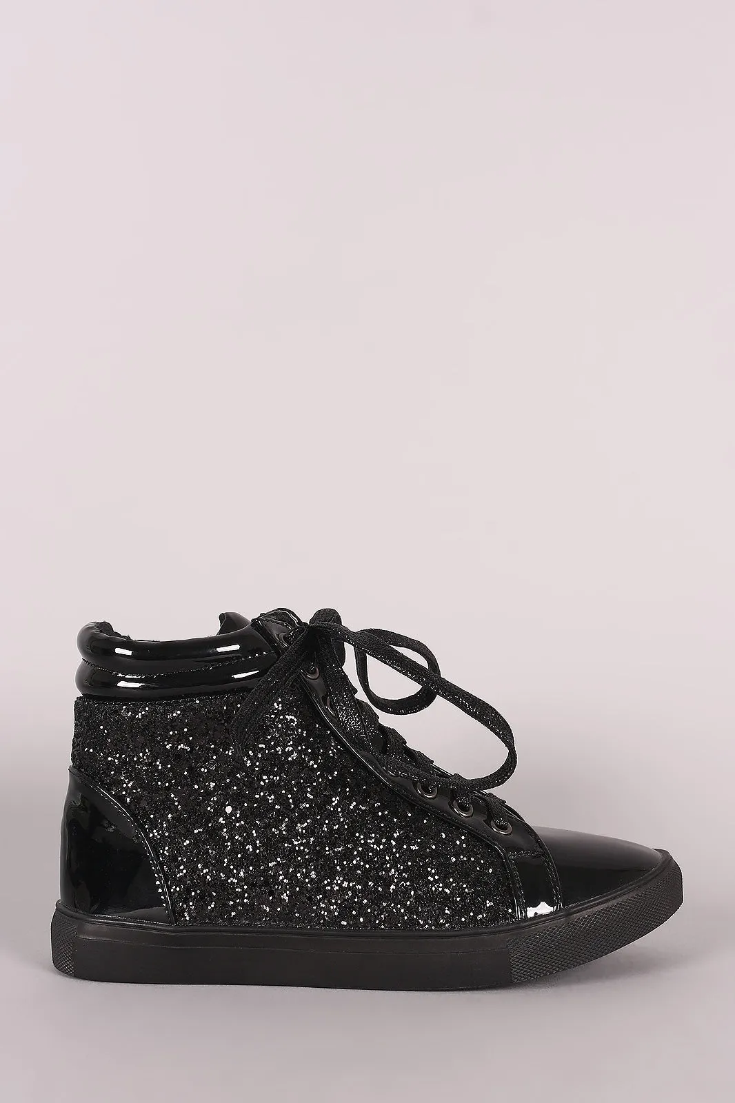 Encrusted-Glitter Lace Up High Top Sneaker