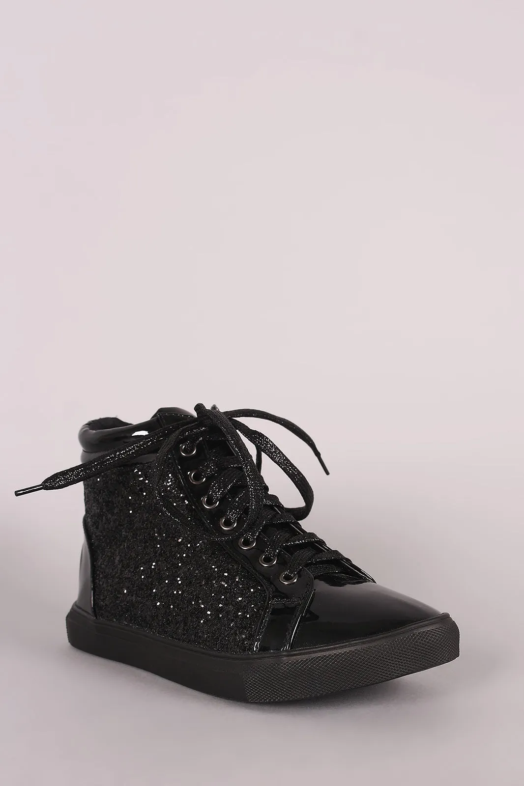 Encrusted-Glitter Lace Up High Top Sneaker