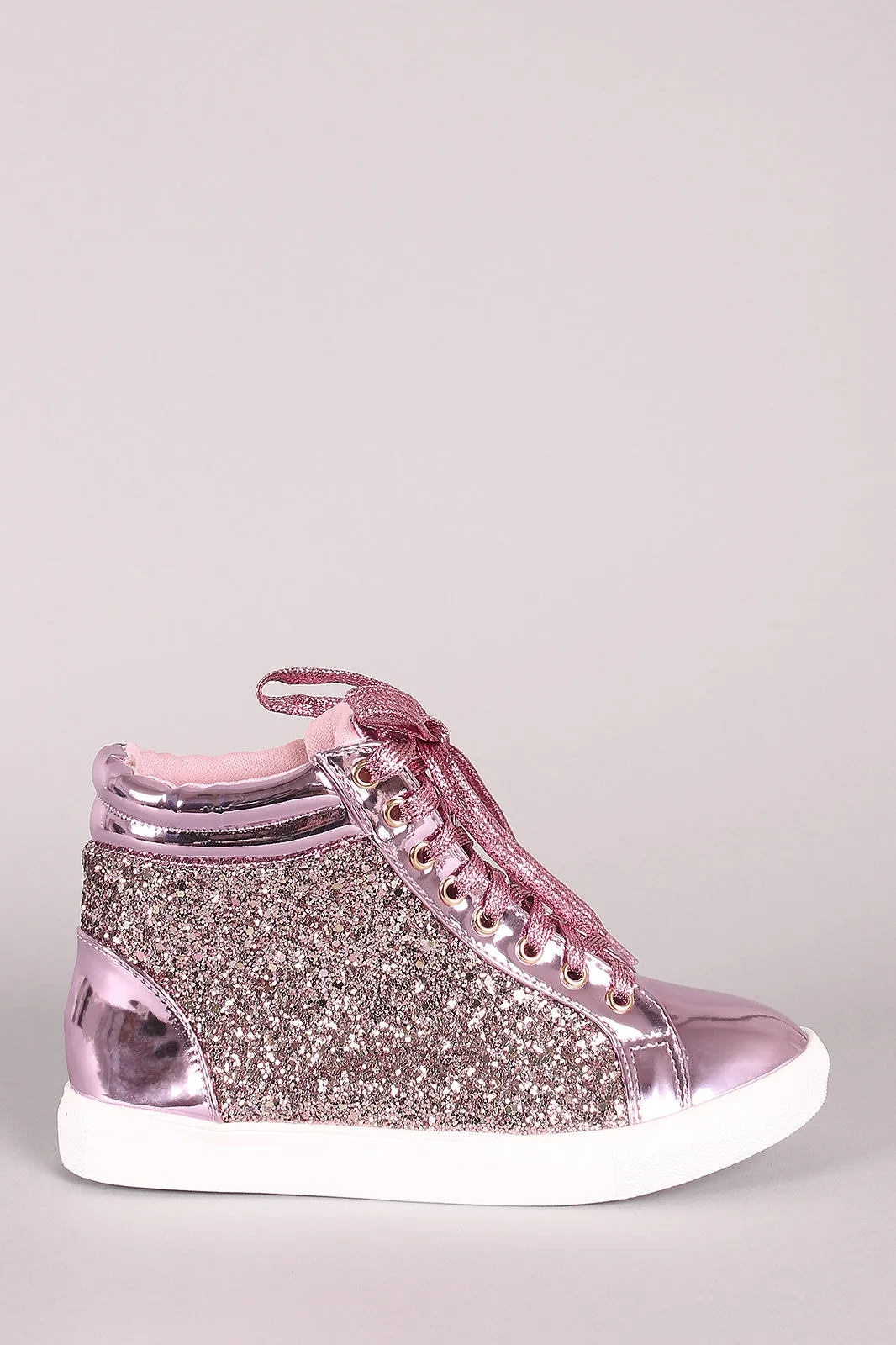 Encrusted-Glitter Lace Up High Top Sneaker