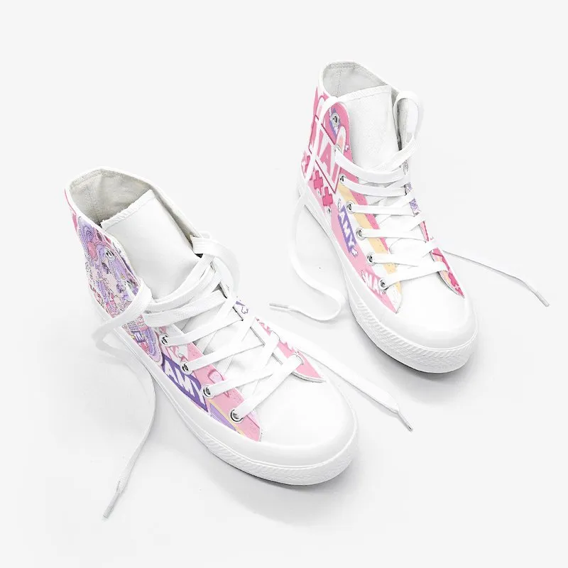 Game Girl Print High Cut Canvas Sneaker