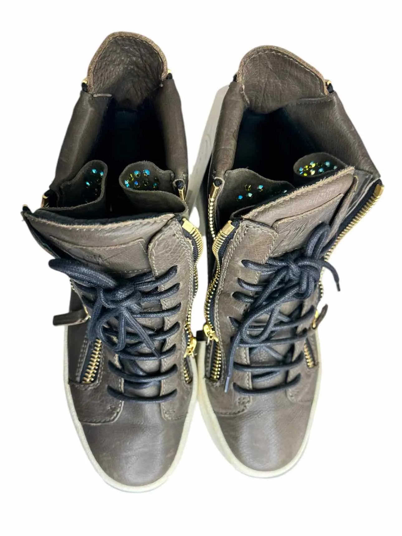 Giuseppe Zannoti Brown Leather DONNA High Top Sneaker Size 37.5