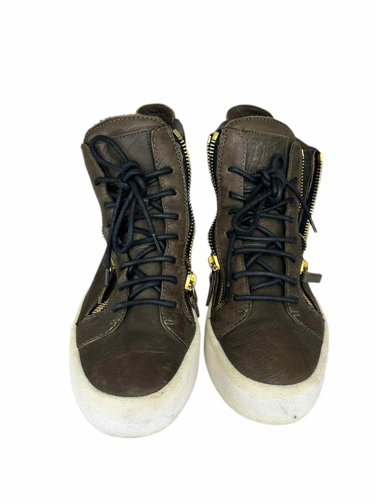 Giuseppe Zannoti Brown Leather DONNA High Top Sneaker Size 37.5