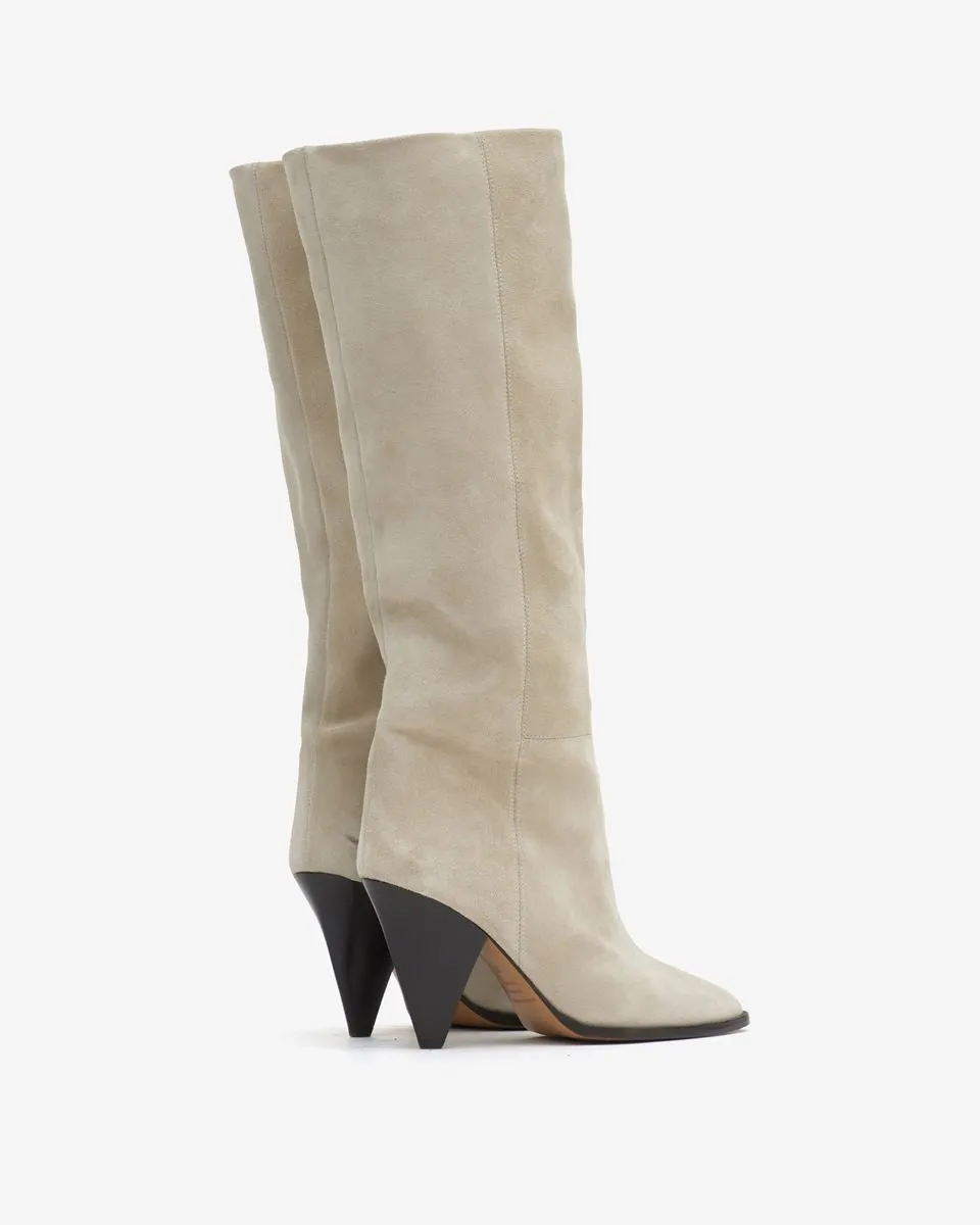 Isabel Marant Ririo Suede Leather Boots - Chalk