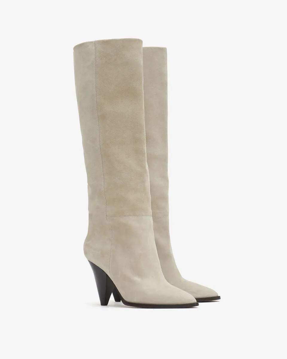 Isabel Marant Ririo Suede Leather Boots - Chalk