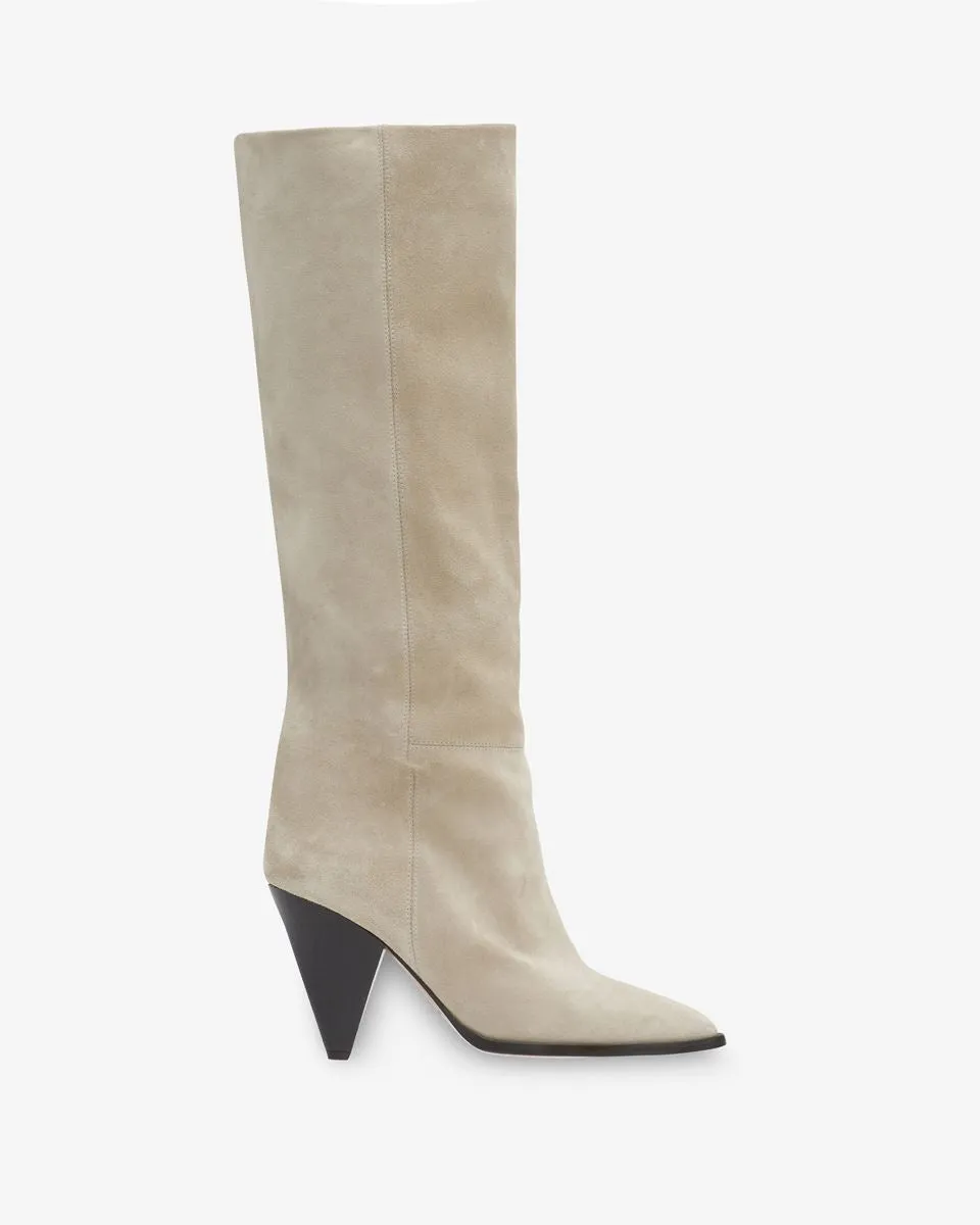 Isabel Marant Ririo Suede Leather Boots - Chalk