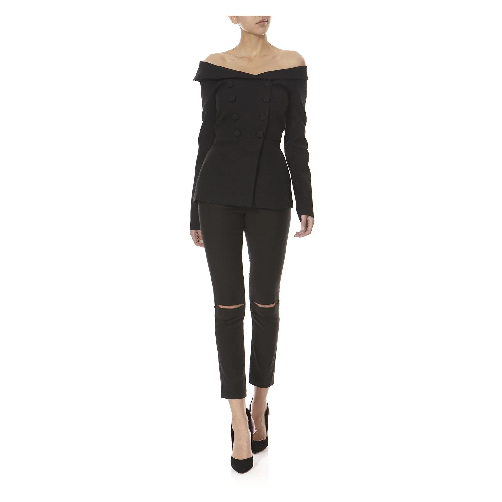 IZO PUMP BLACK WITH PINK FRINGE