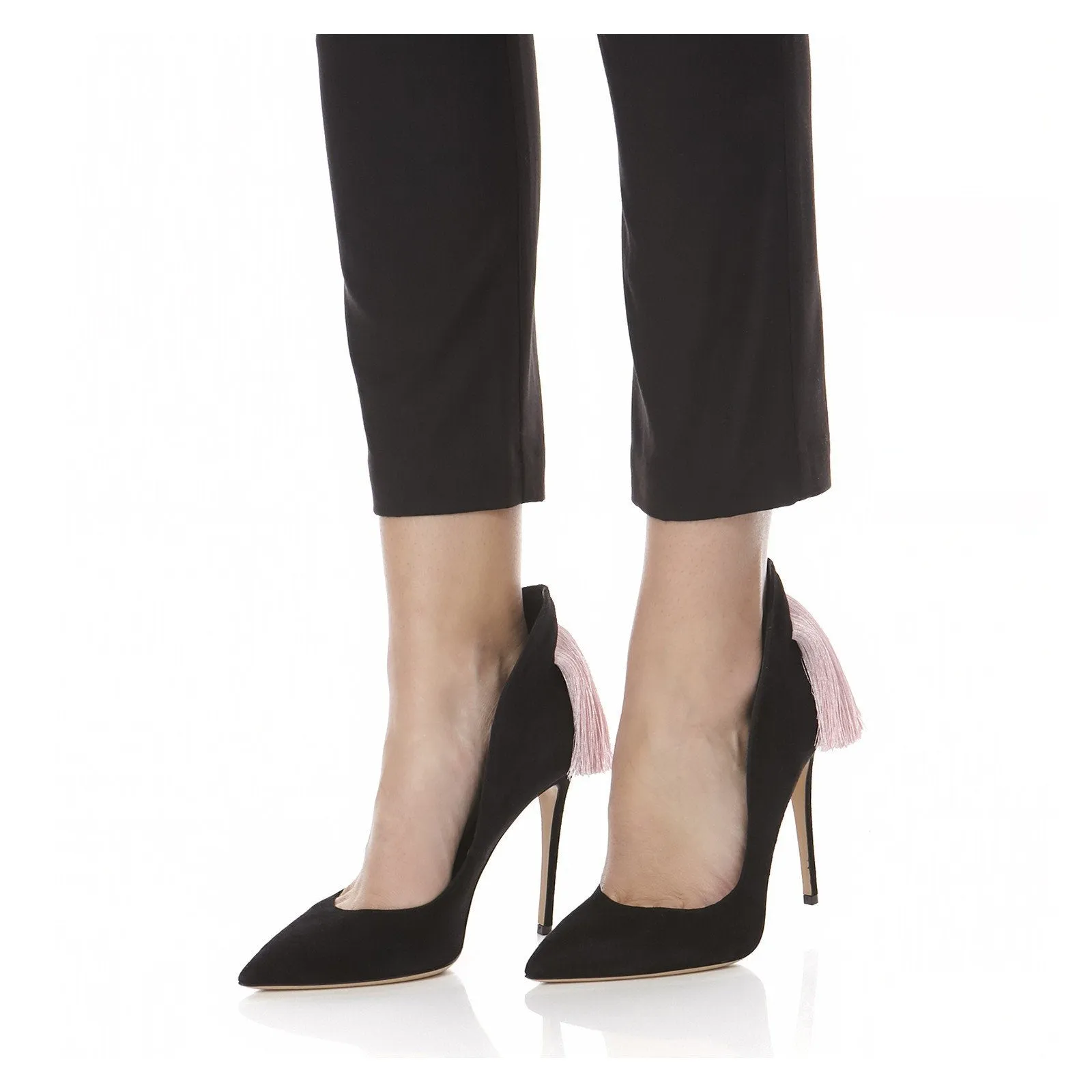 IZO PUMP BLACK WITH PINK FRINGE