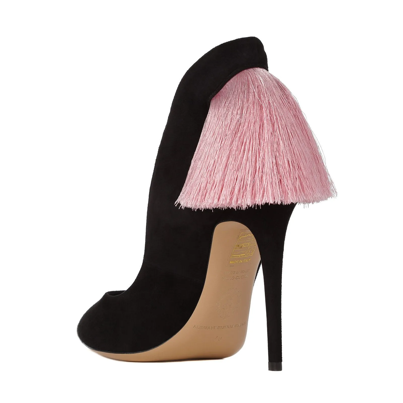 IZO PUMP BLACK WITH PINK FRINGE