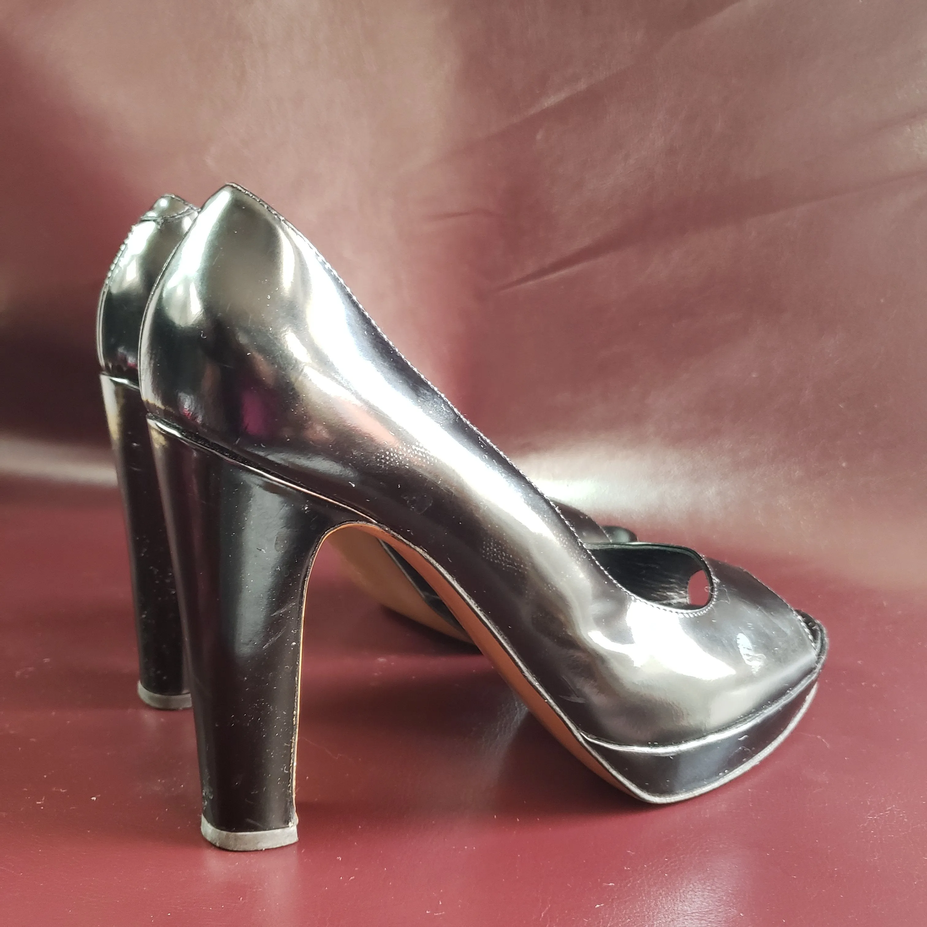 Marni Black Patent Leather Peeptoe Pumps Size 40