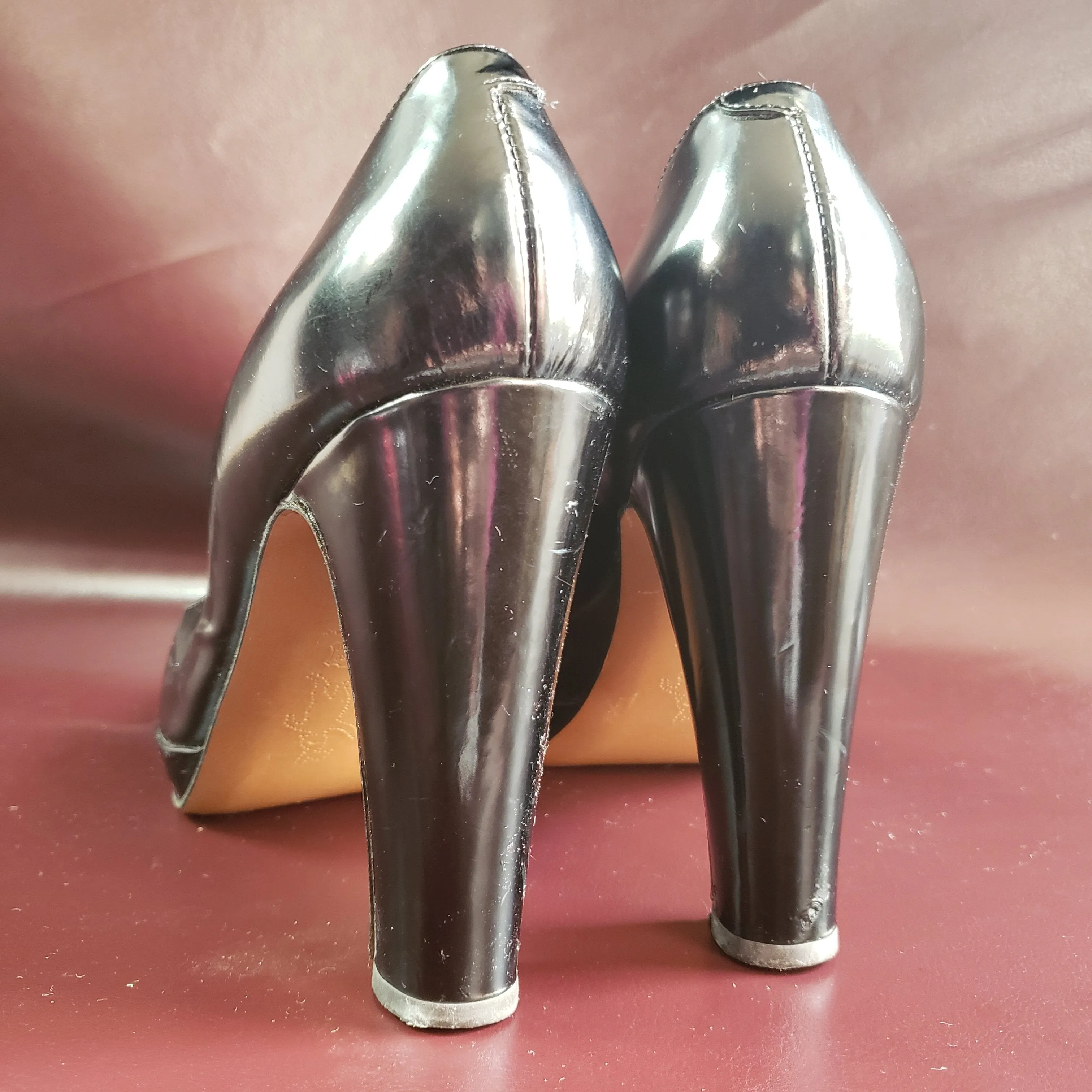 Marni Black Patent Leather Peeptoe Pumps Size 40