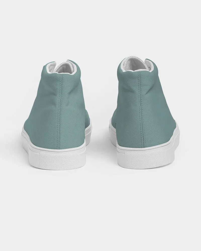 Shaded Pale Pastel Blue-Green Gray High-Top Canvas Sneakers | Men's | C30M0Y15K30