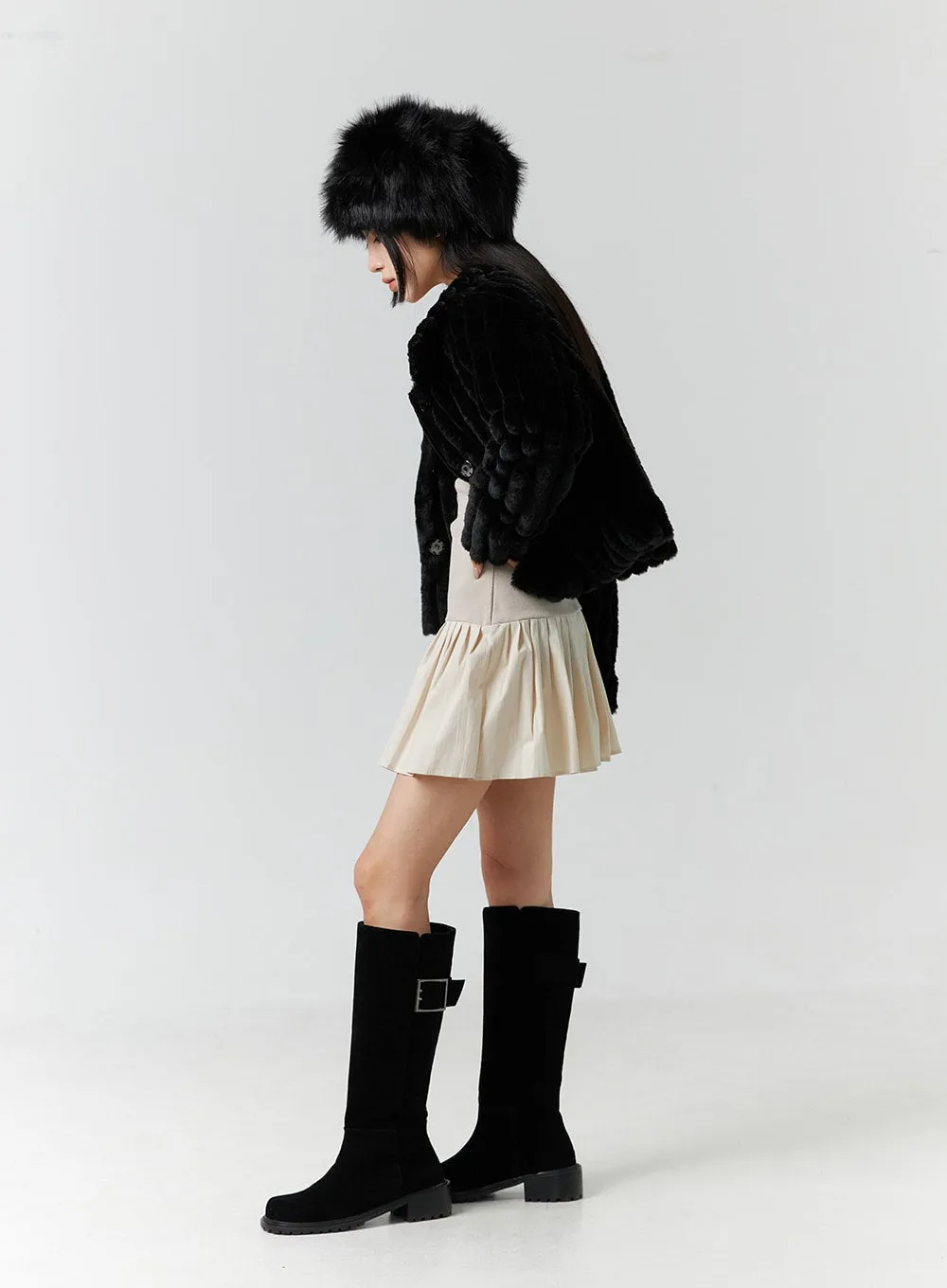 Suede Buckle Boots CN328
