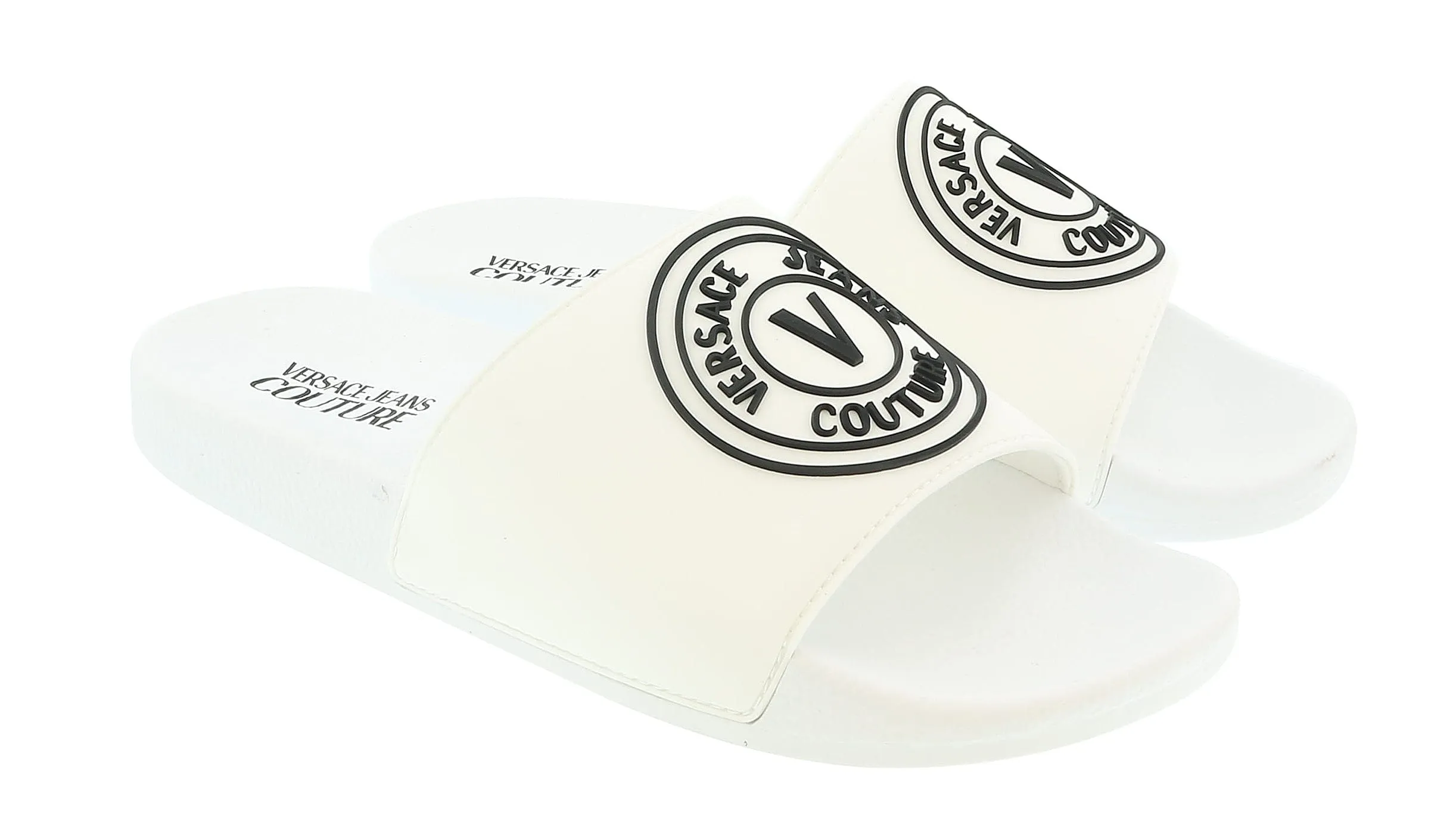 Versace Jeans Couture White Medallion Logo Pool Slide-