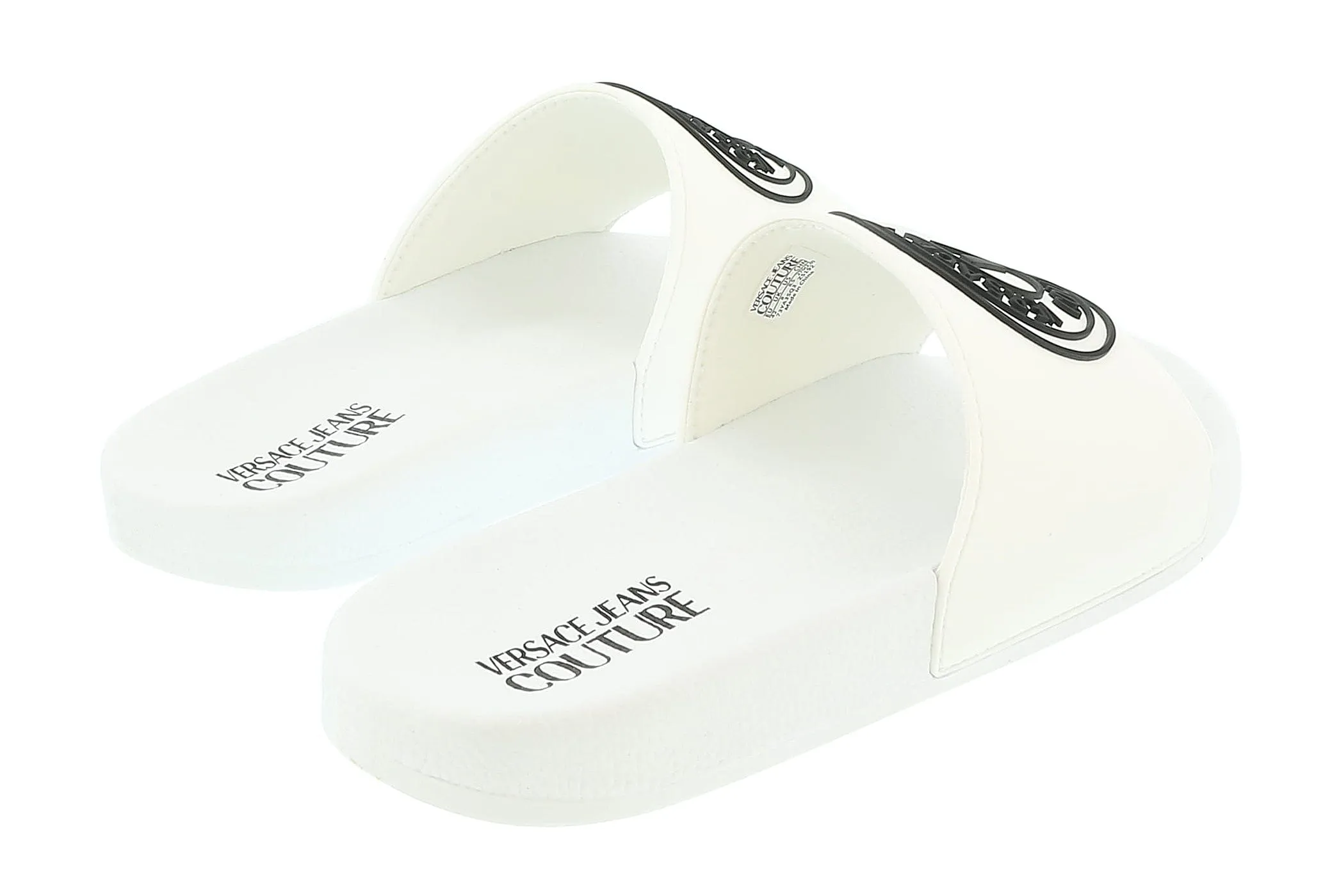 Versace Jeans Couture White Medallion Logo Pool Slide-