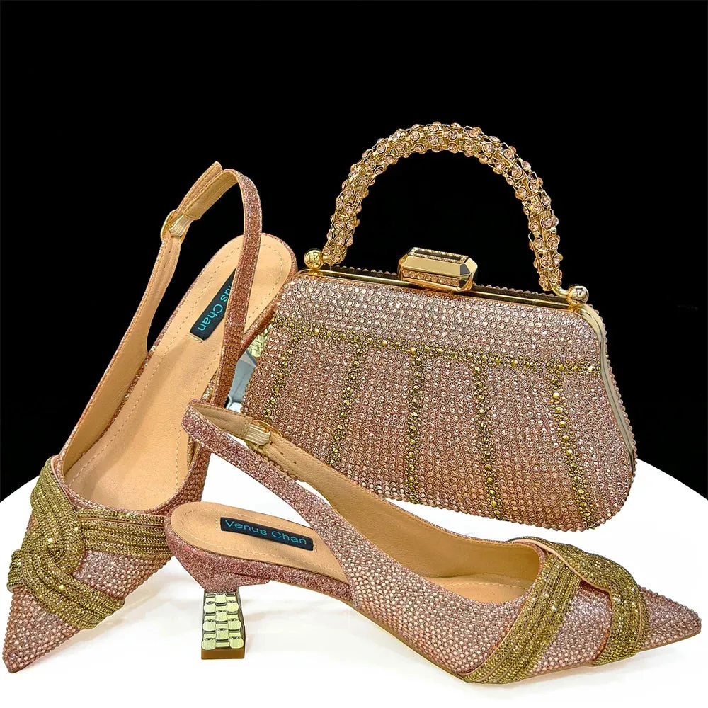 Women's Shoes and Bag Set with Rhinestone